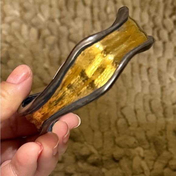 Artisan Silver and Gold-Tone Cuff Bracelet - Picture 2 of 3